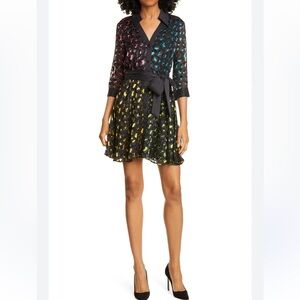 Alice + Olivia Multicolor Leopard Dress with Black Bow
